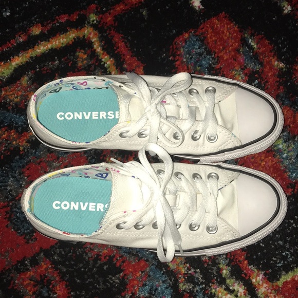 Womens Converse All Star Sz 7 Double Tongue Hearts - Picture 2 of 5